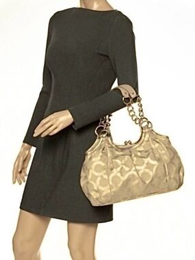 Coach NEW Limited Edition Parker Linen Lurex Op Art 13443 Signature Logo Chain